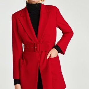 Zara red blazer jacket coat